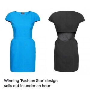 Single blue dress with cut out back. Fashion Star